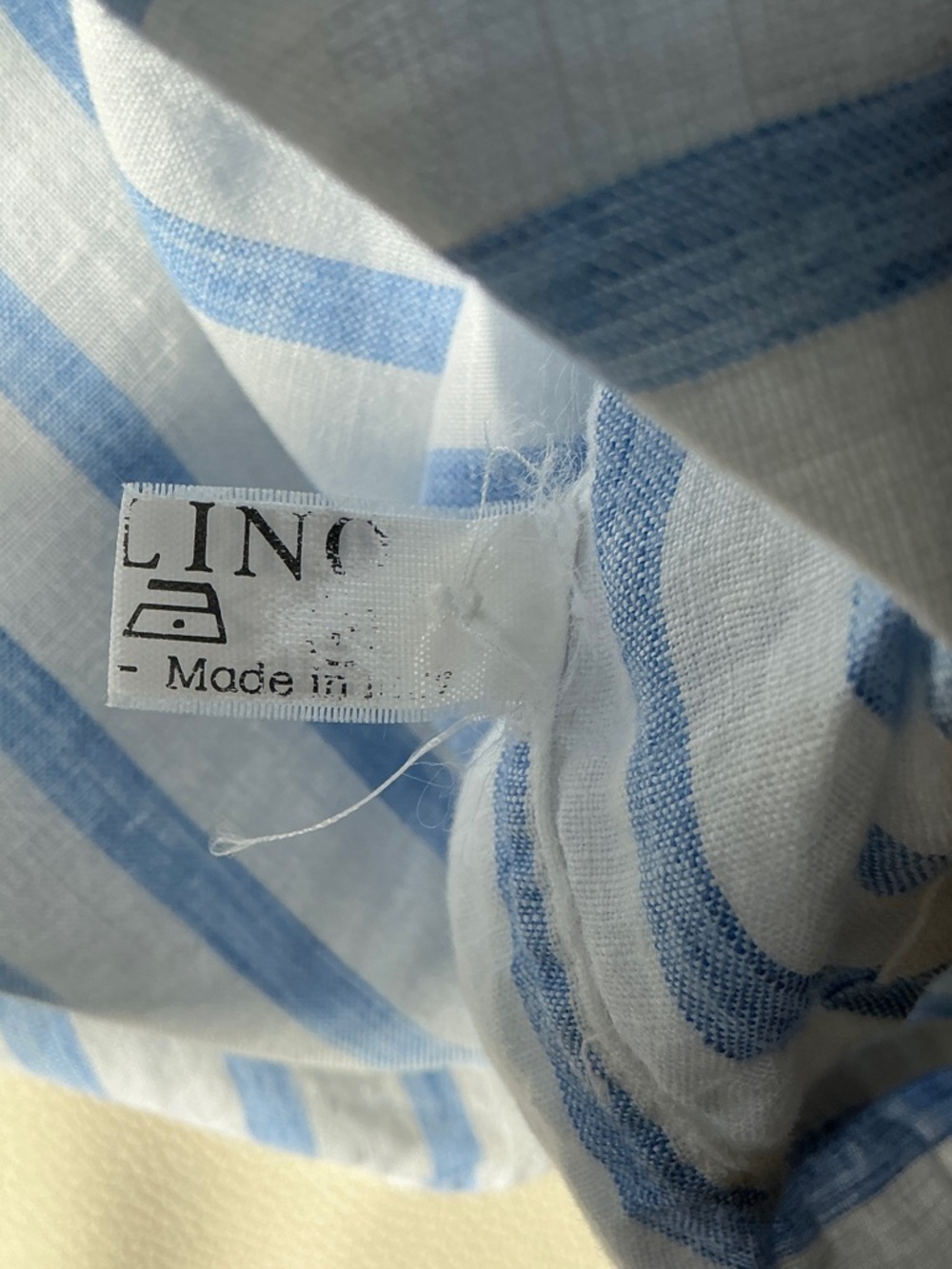 Linen Button-Down Shirt in Blue and White - Picture 6 of 6
